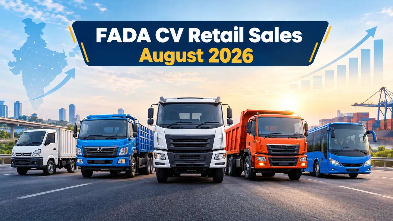 FADA CV Retail Sales August 2026: Commercial Vehicle Sales Rise 14.45% YoY to 90,769 Units; Tata Motors Leads with 33.42% Market Share